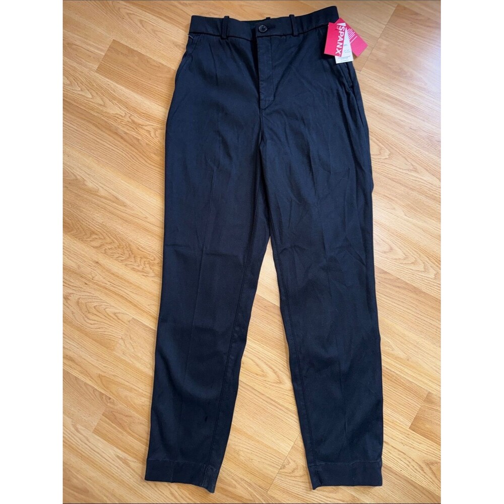 NWT Spanx Black Slim Straight Pant Trousers High Rise Stretch Twill Medium